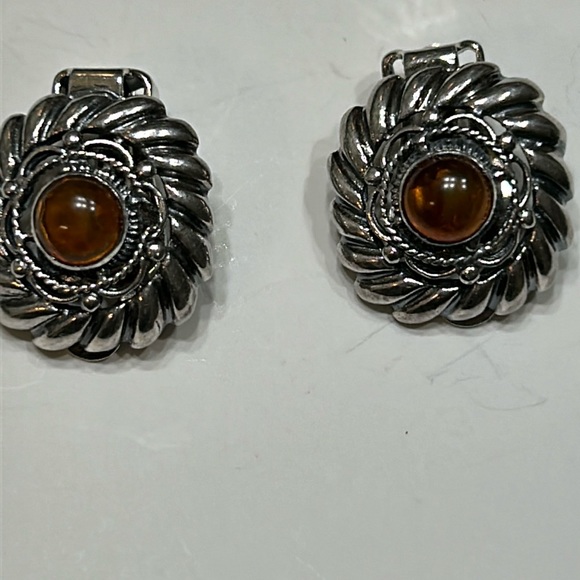 Vintage sterling silver Clip Earrings - Picture 1 of 8